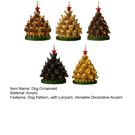1/5Pcs Dog Christmas Ornament with Lanyard Puppy Pendant Acrylic Keepsake Decoration Indoor Outdoor Festive Tree Decor