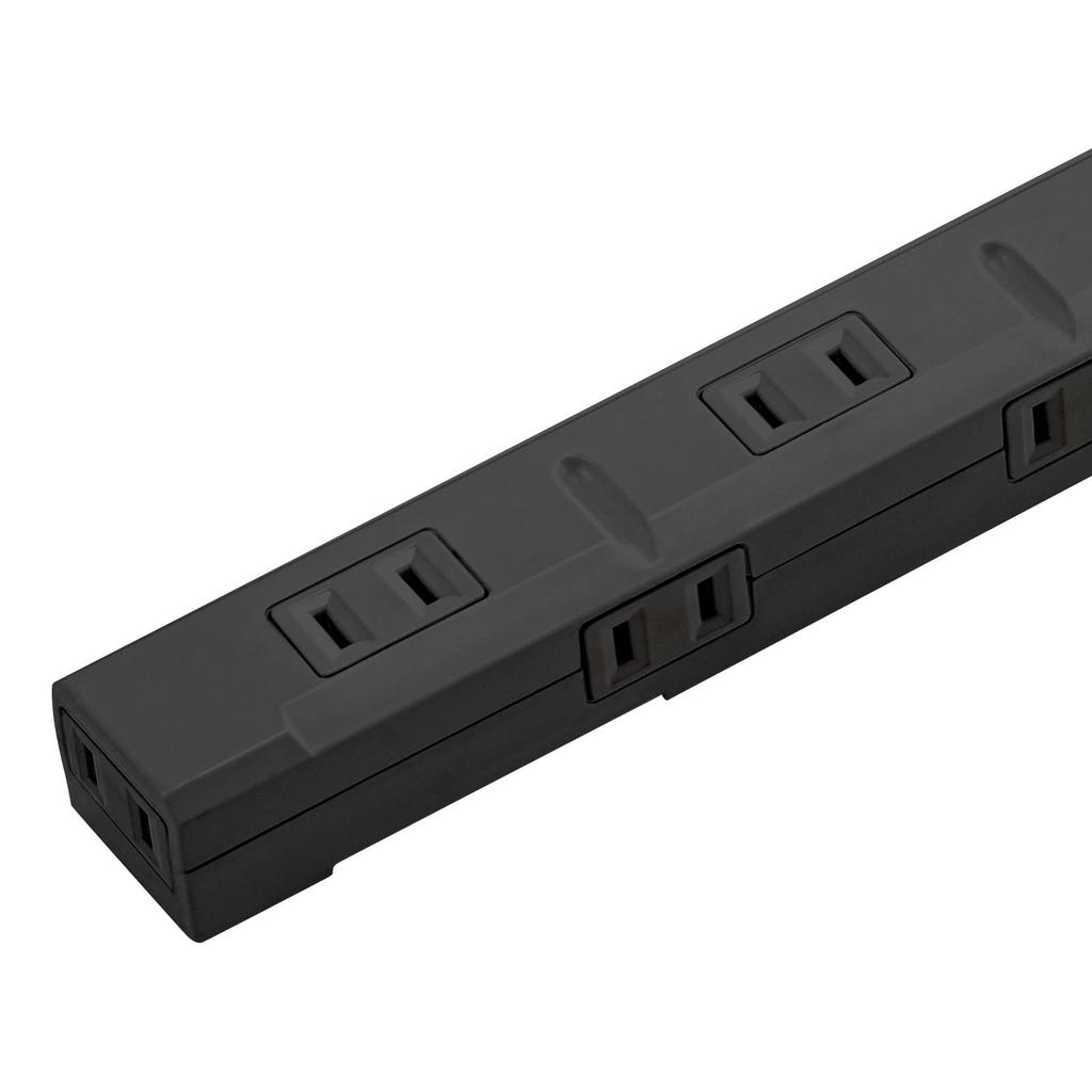 Sanwa Supply Power Strip, 11 Outlets, 2P, 2m, Slim, 180° Flexible Cord, Powerful Neo Magnet, Dust Shutter, Fixing Hook, Black, TAP-SLIM11-2BK