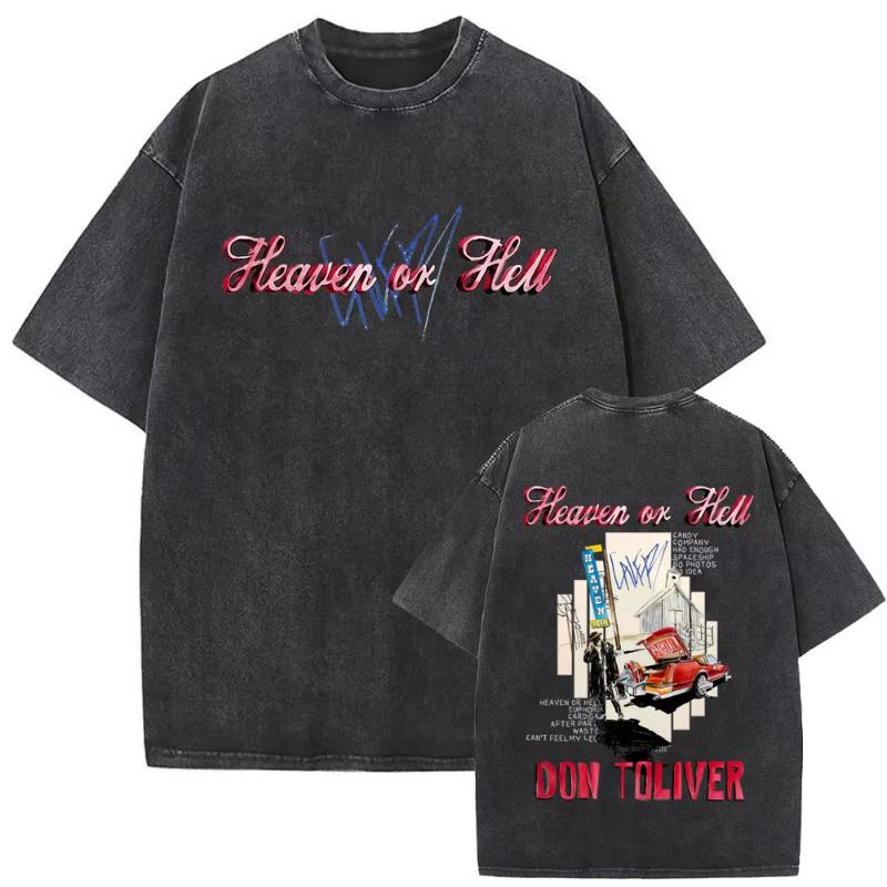 Washed Vintage Rapper Don Toliver Hardstone Psycho Album Print T Shirts Unisex Women Fashion Hip Hop Oversized Tshirts Streetwear