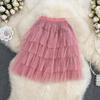 Mesh Multilayer Puff Cake Short Skirt Summer Short High Waist Sexy A-Line Skirt