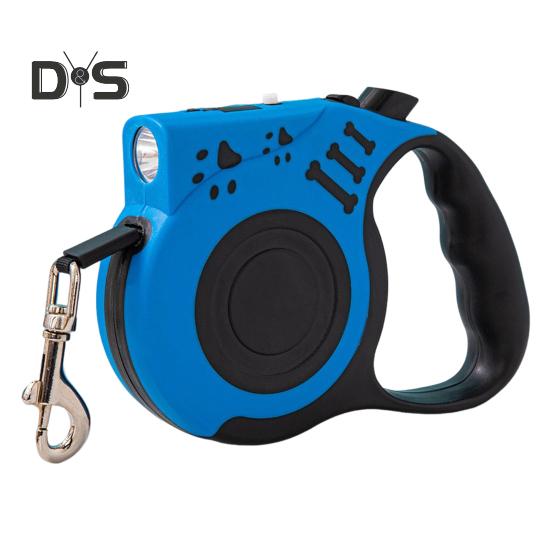 

Выдвижной поводок для собак с эргономичной ручкой и фонариком, прочный, не спутывающийся, нейлоновый поводок для прогулок с собаками средних и маленьких размеров Charging синий