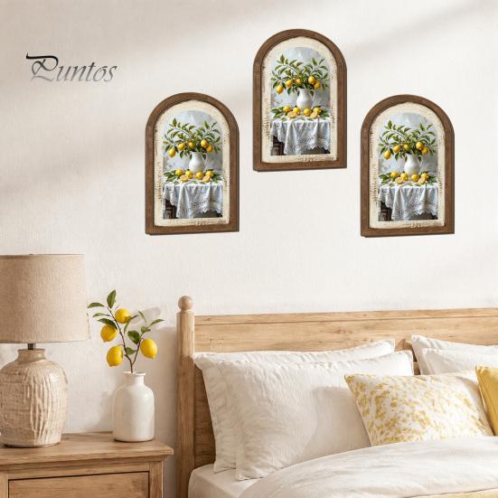 Nordische Heimwanddekoration Zitrone Bogenkunstdekor, Pastorale Blumen Holzschild, Einweihungsgeschenk für neuen Stil Küche Schlafzimmer Wohnzimmer