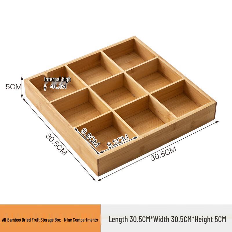 Bamboo Dried Fruit Snack Platter with 9 Compartments