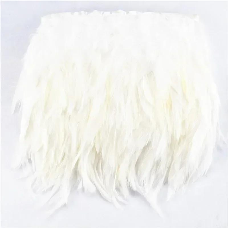 FeatherColored Pheasant Feathers On Tape Trim Fringe White Black Rooster Chicken Feather Skirt Trims Clothes Ribbon Sewing Handicrafts