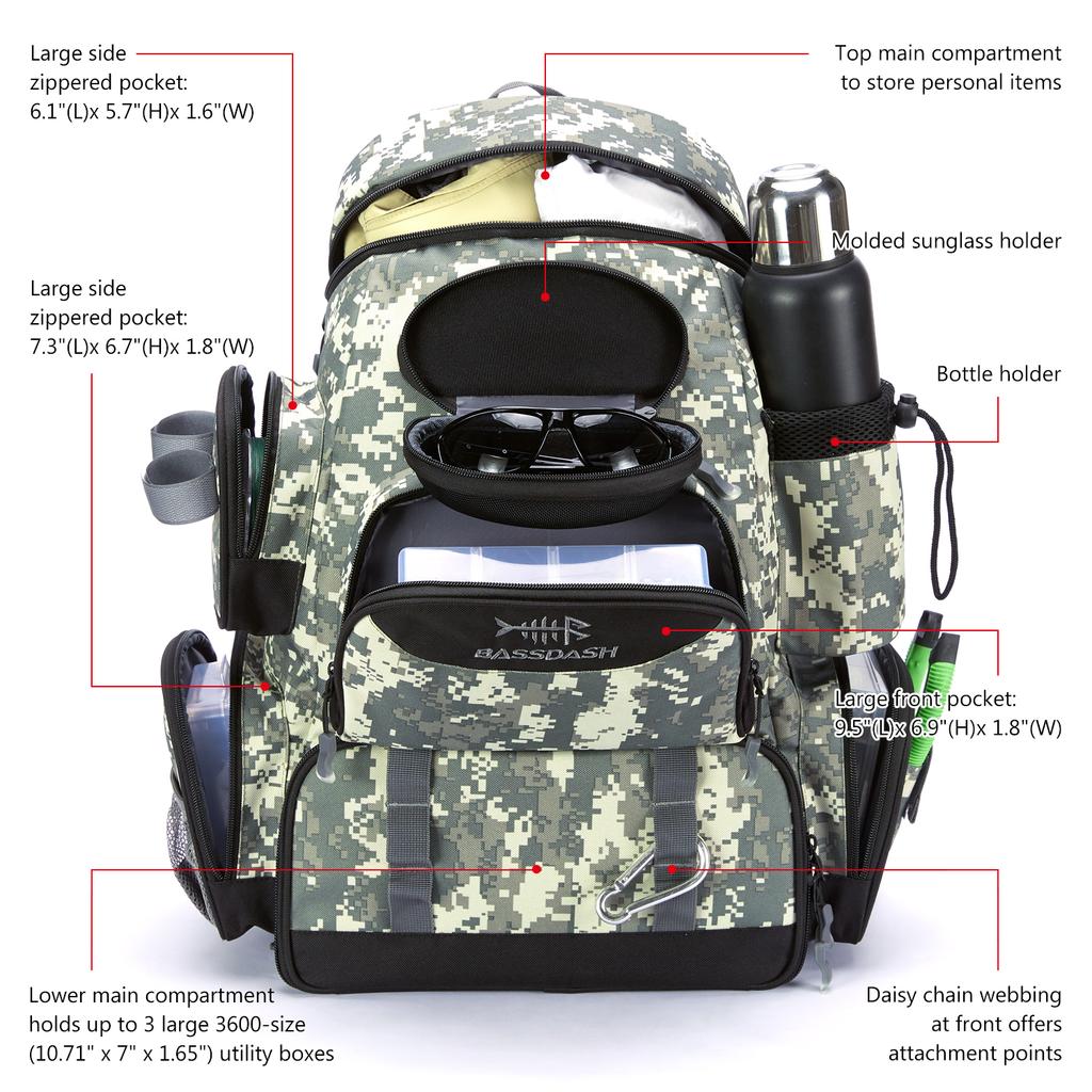 Borsa da pesca Bassdash Zaino per attrezzatura Scatola per attrezzatura tattica leggera multifunzionale