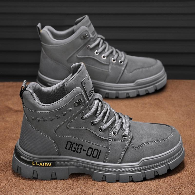 British Style High-top Martin Boots Men's Locomotive Tooling Shoes Autumn and Winter 2024 Men's Shoes Platform Heightening Shoes Men's