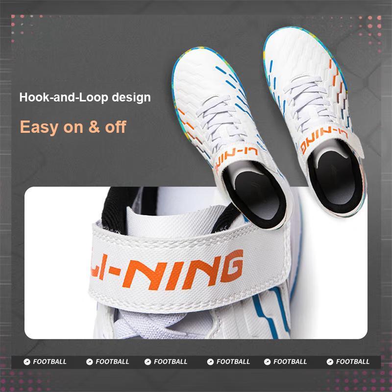 Li Ning Childrens Printed Color Block Soccer Shoes Kids Soccer Shoes Standard-White YKGU018-1