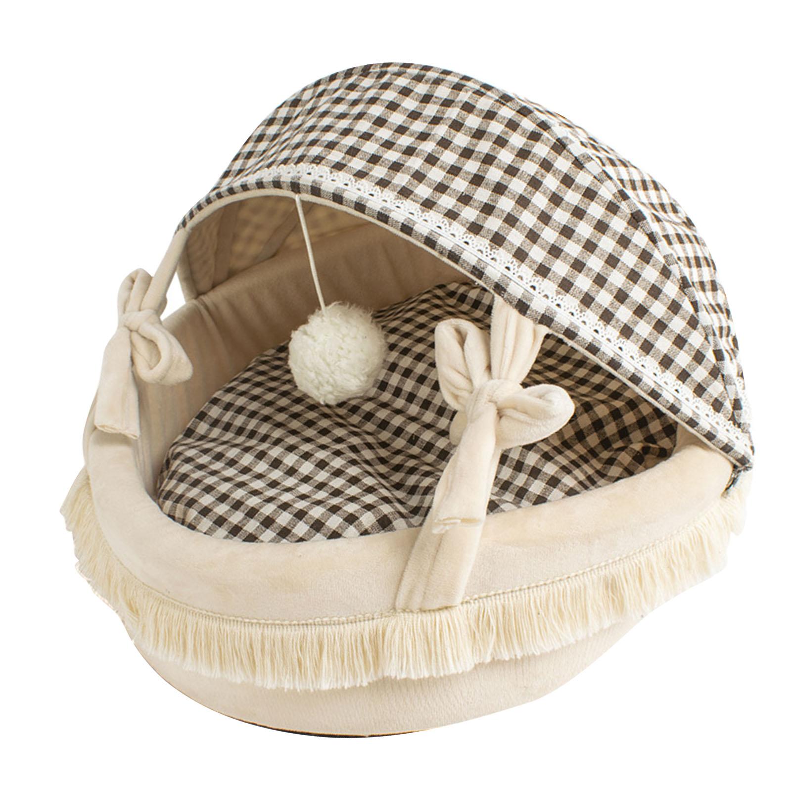 

Cat Cave Bed All Seasons Comfortable Warm Foldable Washable Semi Enclosed Pet Tent Cave Bed for Cats Small Dogs S S 100x40x0.3cm / 39.4x15.7x0.1in