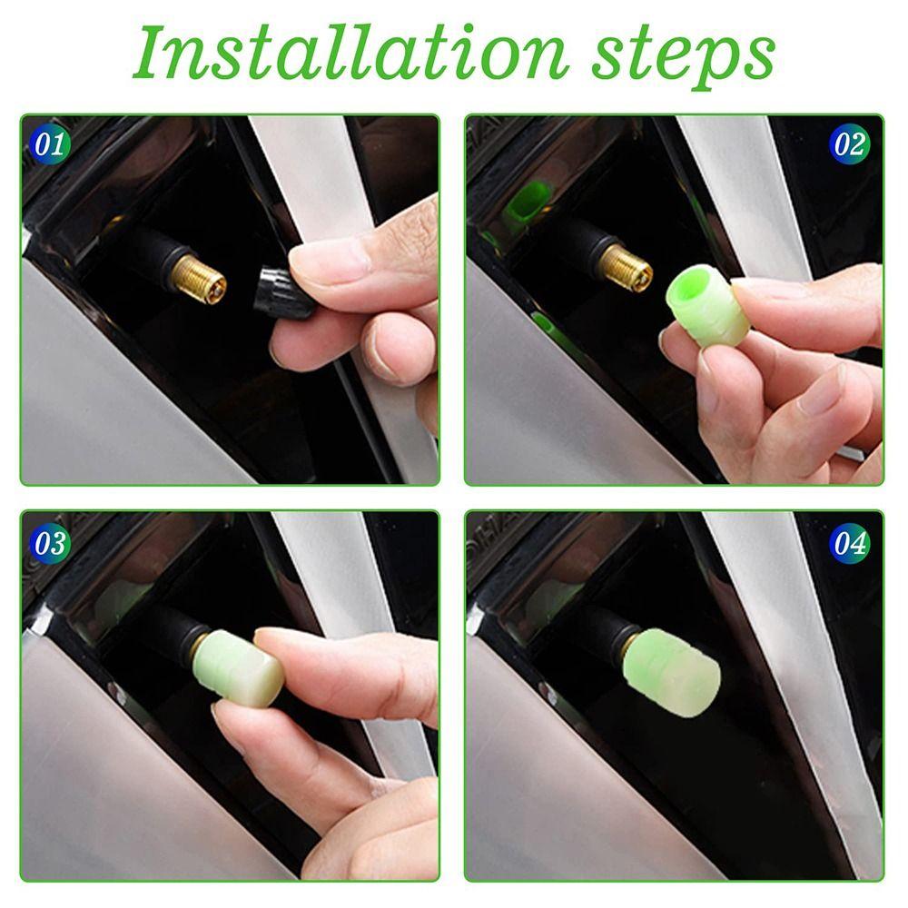 8Pcs Night Glowing Glowing Tire Valve Caps Self-luminous Light Valve Core Cover Bicycle Wheel