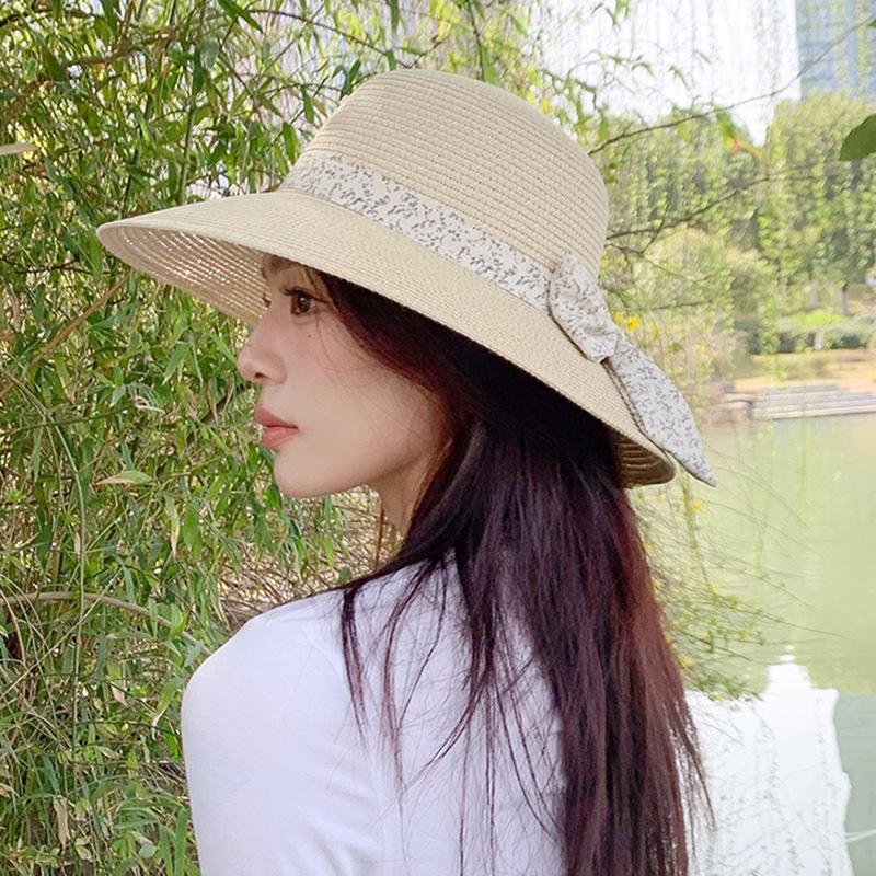 Elegant French Retro Straw Sun Hat for Women - Breathable, Wide Brimmed Beach Cap with Bowknot Design Outdoor Accessories|Elegant French Style