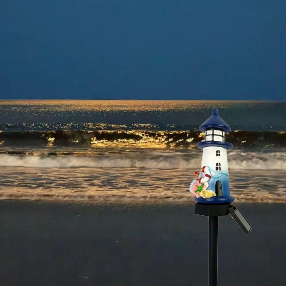 Waterproof Garden Light Resin Material Outdoor Decor Solar Lighthouse  Garden Use