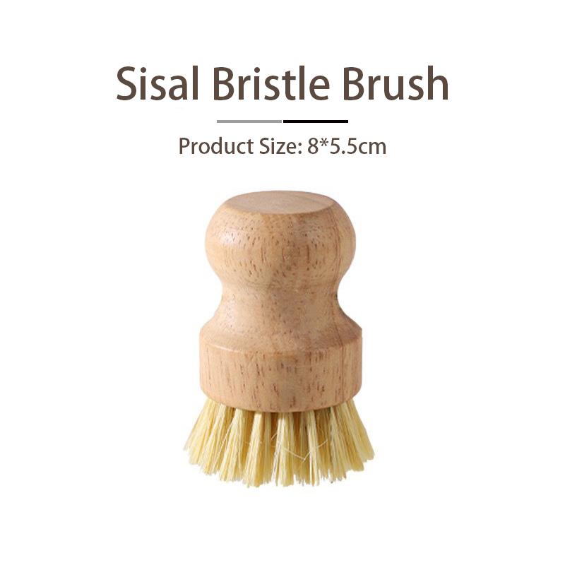 Eco-Friendly Durable Portable Kitchen Cleaning Brush Wooden Dish Brush with Natural Sisal And Coconut Fiber for Zero Waste Home