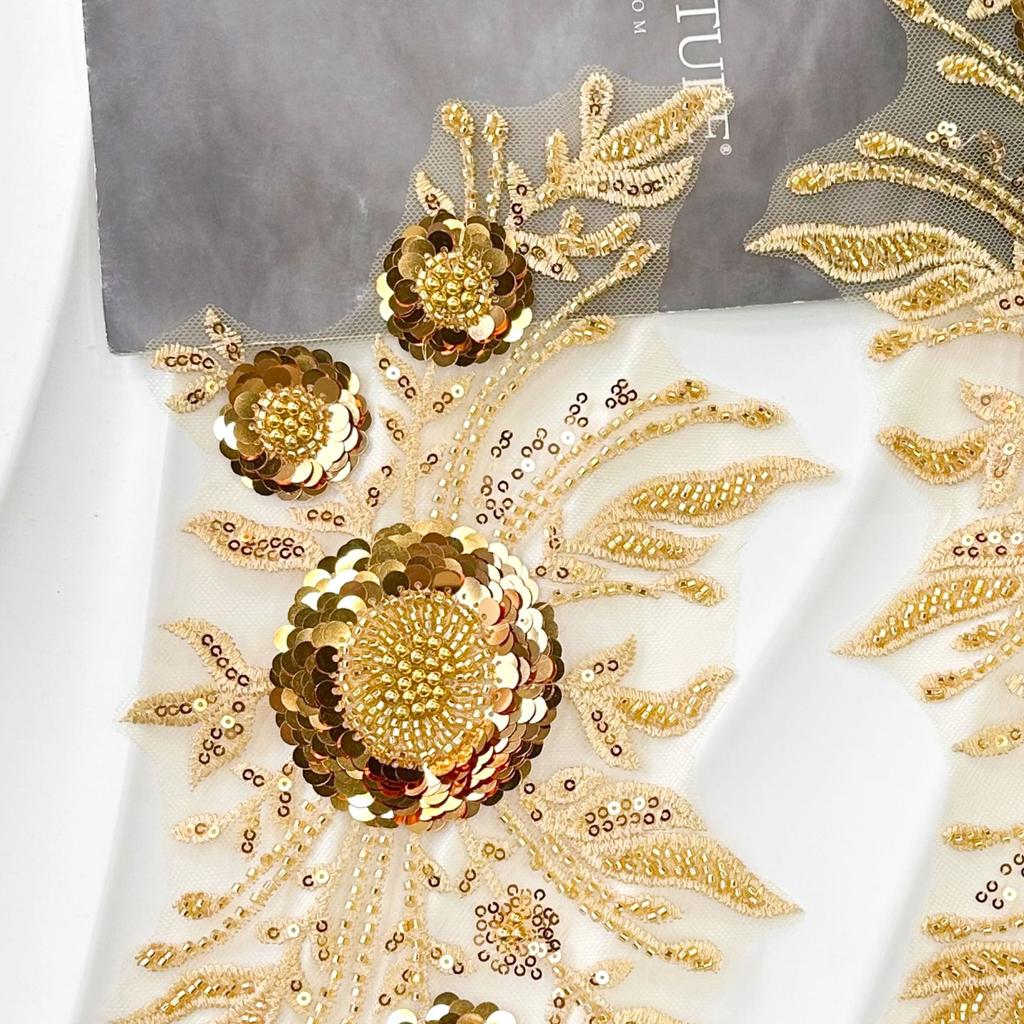 Fashion Mesh Sequined Flower Cloth Sticker Dress Wedding Stage Performance Clothing Clothing Accessories Lace Embroidery Sticker