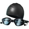 Adult Swimming Goggles with Swimming Caps, Anti-Fog Swimming Goggles Adjustable Strap, Swimming Goggles for Men Women