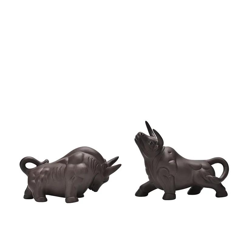 Yixing Purple Clay Tea Pet Bull Spirit Sky Zodiac Crafts Decoration Bullfighting Blessing Decoration Sculpture Tea Ceremony