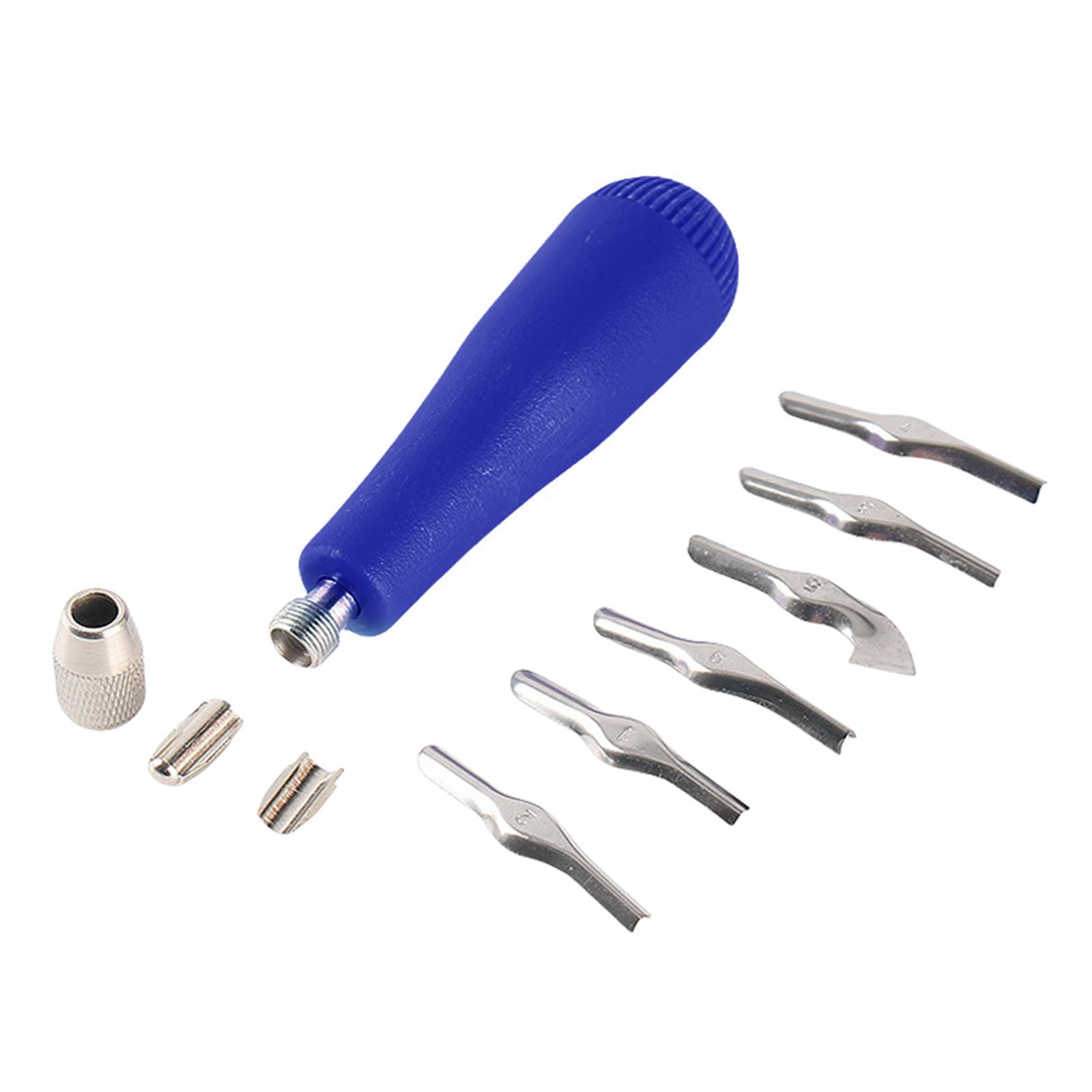 

Инструмент для резки линолеума Craft с режущей головкой 6 размеров Ассортимент линогравюр Резчик для резьбы Инструмент для блочной печати и поделок темно-синий