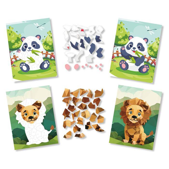 Kit tableaux stickers - MEGACREA DIY - Lion et Panda - 2 pièces - A5 - Pour enfants à partir de 3 ans