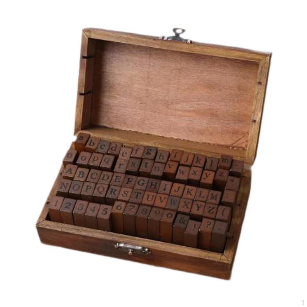 70 Pieces Alphabet Number Symbol Stamps Kit Wooden Crafts for Card Making
