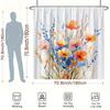 Orange Poppies & Blue Floral Watercolor Shower Curtain - Polyester Woven, 12 Hooks,Washable & Line Dry, Fashionable Home Decor