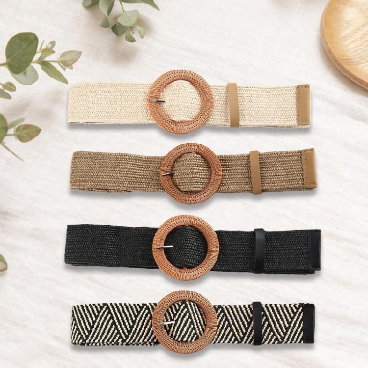 Aesthetic Buckle Belt for Women Crochet Wide Belt Simple Bohemian Waistband for Dresses Eye Catching Waist Accessories