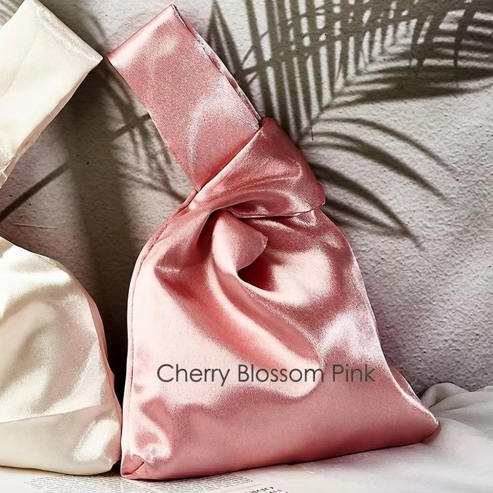 Elegant Silk Satin Wrist Bag Portable Knot Tote Soft Mini Tote Party Occasion