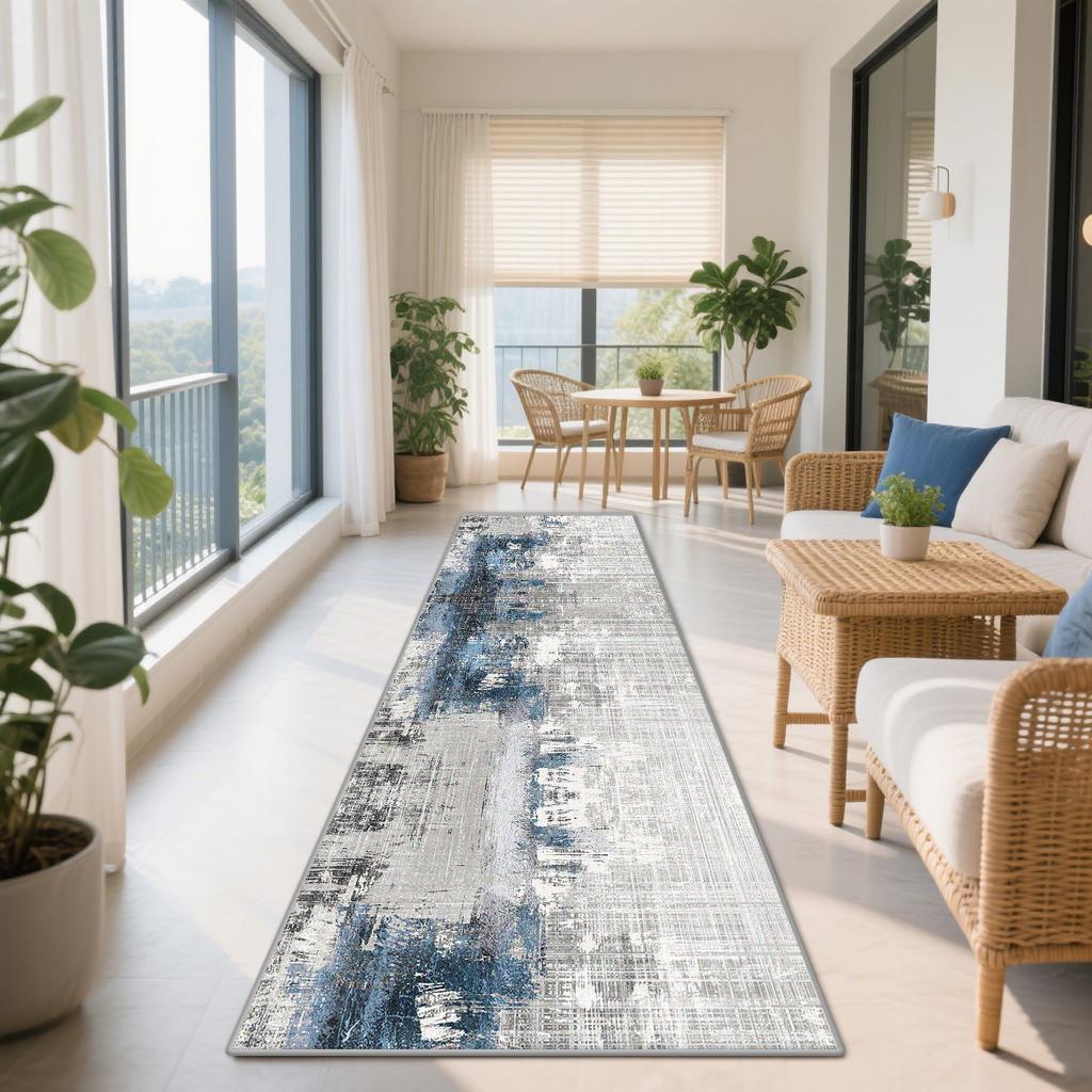 Nordic Abstract Easy Clean Balcony Aisle Carpet Decoration Home Antiskid Long Corridor Runner Rug Living Room Lint-free Foot Mat