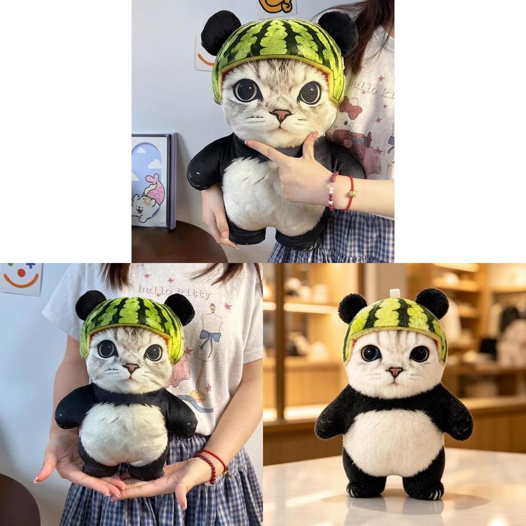 Watermelon Cat Plush Toy With Soft Pp Cotton For Kids And Teens Gift