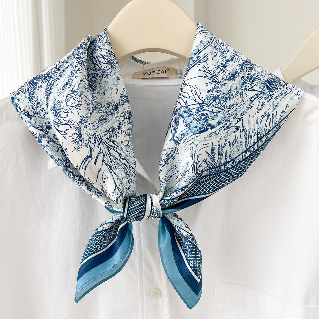 111% Mulberry Silk 71 Square Scarf, New Sky City Professional Decorative Scarf, Commuting To Work Versatile Silk Scarf
