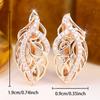 Vintage Zircon Hollow Leaf Earrings for Women Gold Color Wedding Party Jewelry