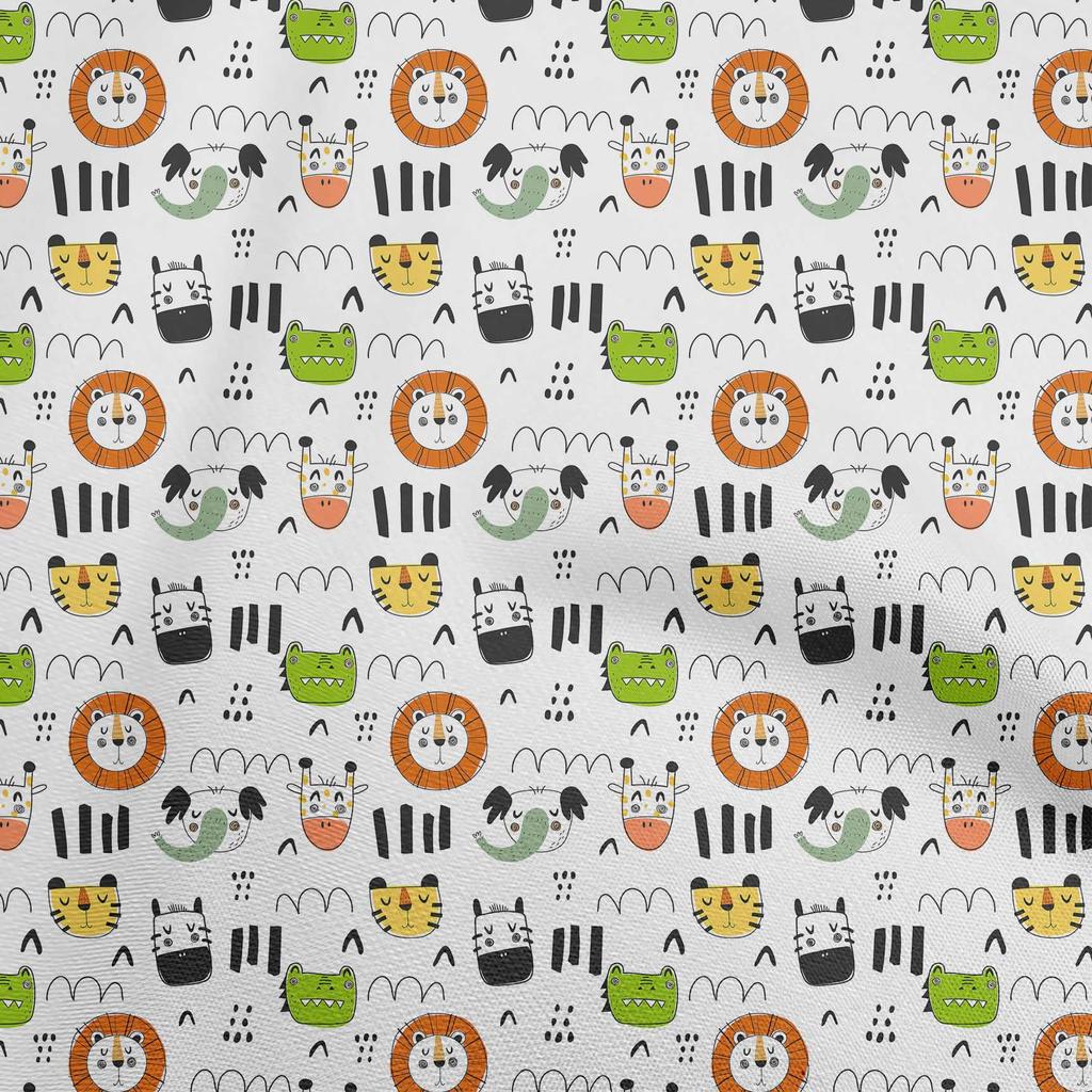 oneOone Cotton Flex Brown Fabric Kids Animal Quilting Supplies Print Sewing Fabric by The Yard 40 Inch