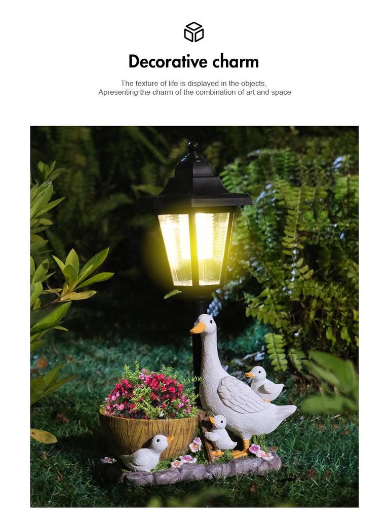 Solar-Powered Duck Garden Statue: Outdoor Resin Ornament for Courtyard Décor