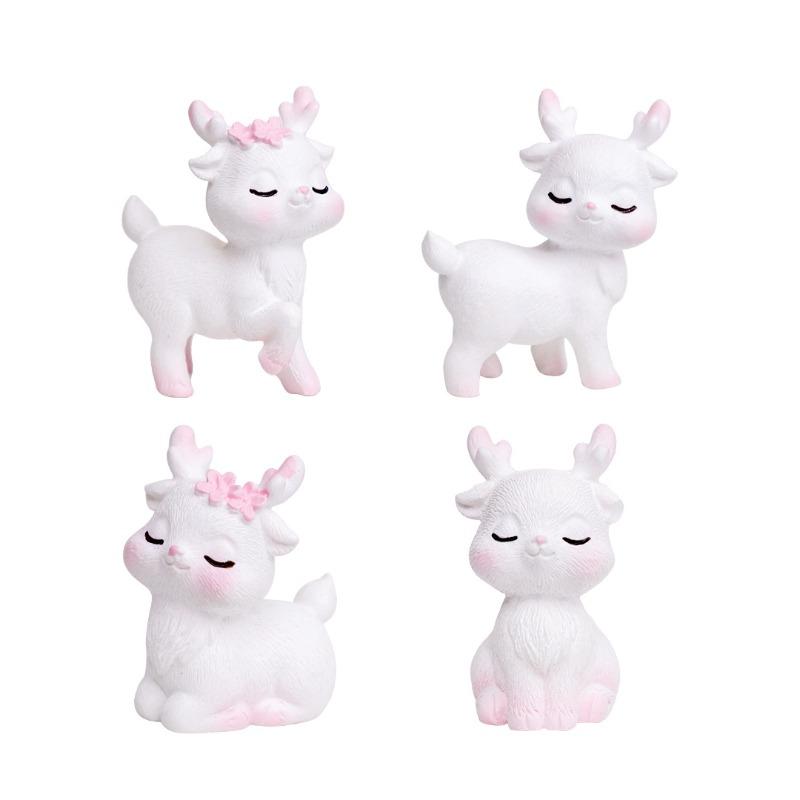 Cute Pink Deer Plush Toys In Micro-landscapes Gardening Decorations and Accessories and Small Desktop Ornaments for Cars