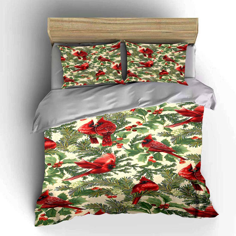 Red Cardinals, Holly Leaves. Bedding Sets Duvet Cover Sets Duvet Covers Pillowcases(1 * Duvet Cover 2 * Pillowcases Without Duvet Insert)
