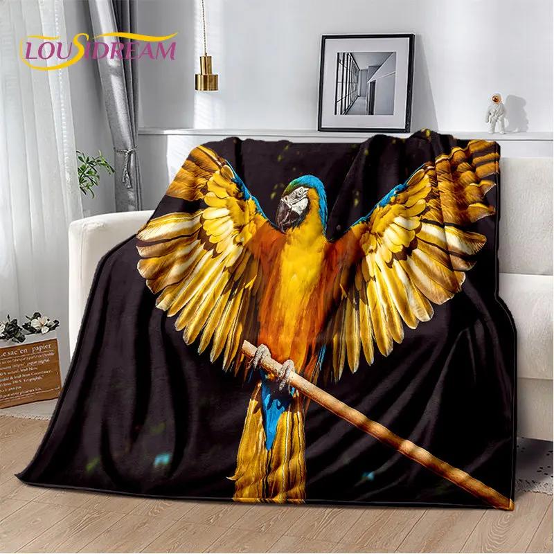 Macaws Colorful Birds Parrot Soft Plush Blanket,Flannel Blanket Throw Blanket for Living Room Bedroom Bed Sofa Picnic Cover Kids