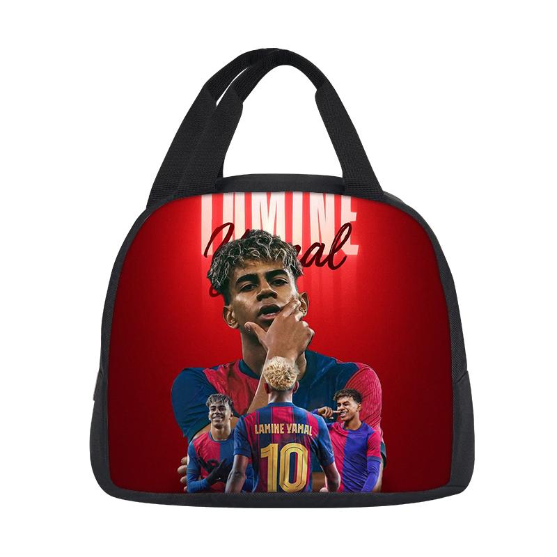 Student Bento Food Container Bags Reusable Thermal Cooler Lunch Box Football Star Handbag Insulated L-Lamin Yamal Lunch Bag