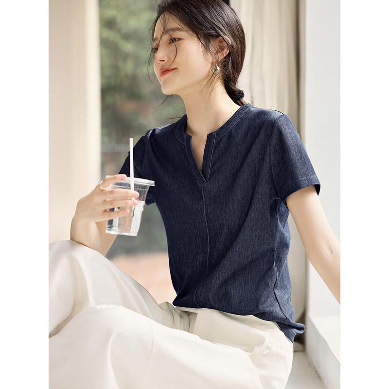 XWI Women's Slim-Fit V-Neck Short Sleeve Knit Tee