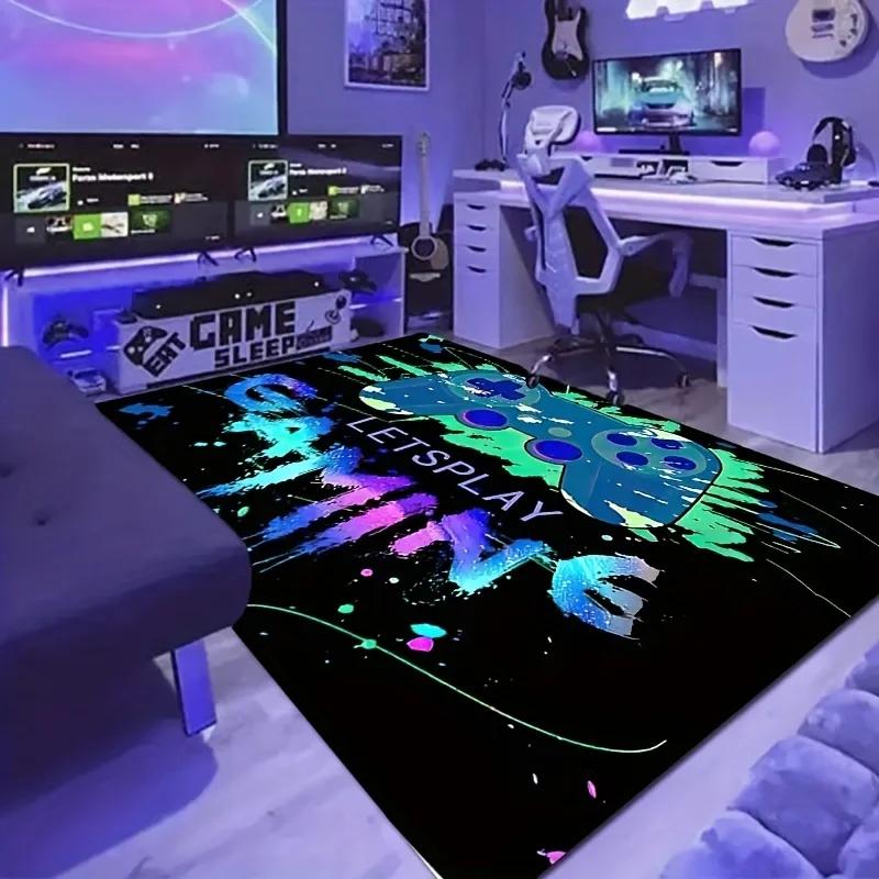 Gamepad Pattern Carpet for Living Room Bathroom Decoration Non-Slip Game Controller Large Area Rug Bedroom Play Room Floor Mat