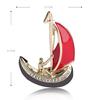 Red Enamel Brooches Men Boat Sail Shape Brooch For Clothes Accessories