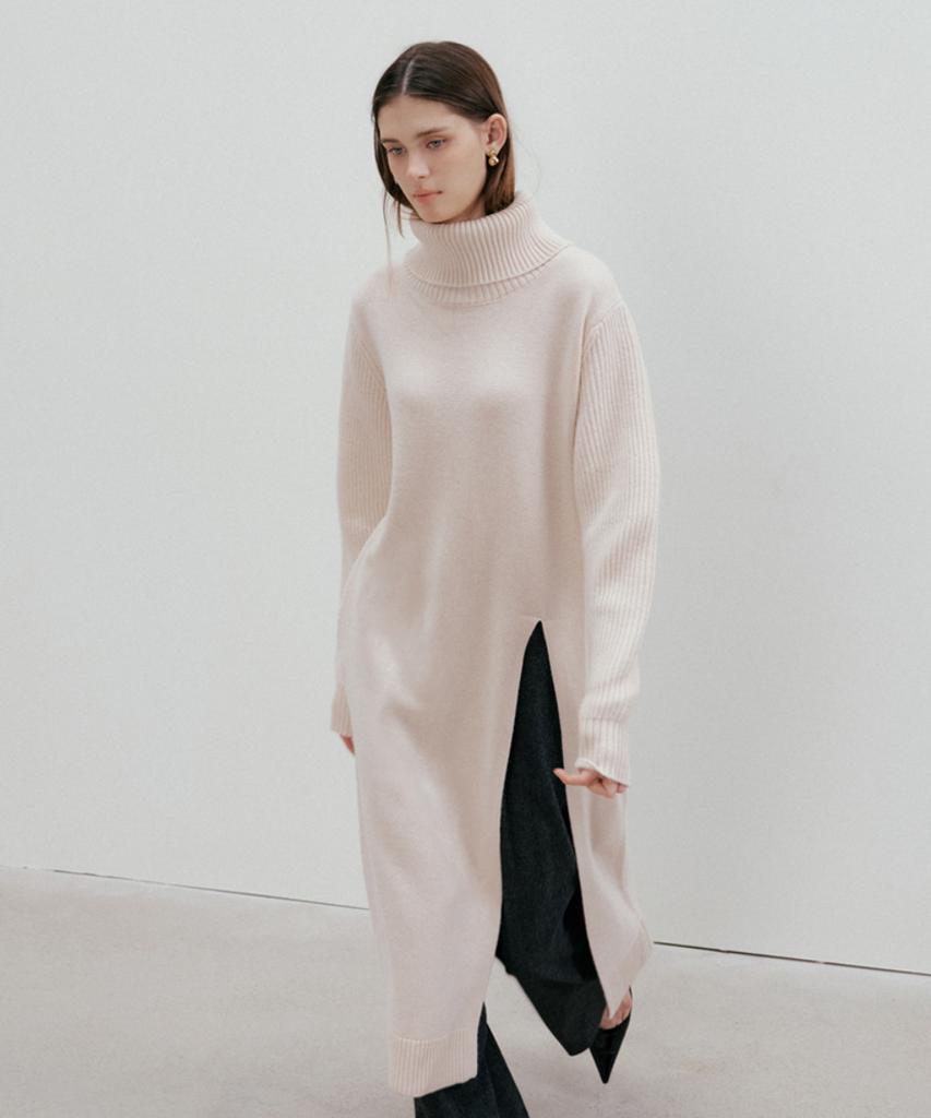 Baniseunyuyog Fw Elliott Wool Blend Slit Dress Ivory