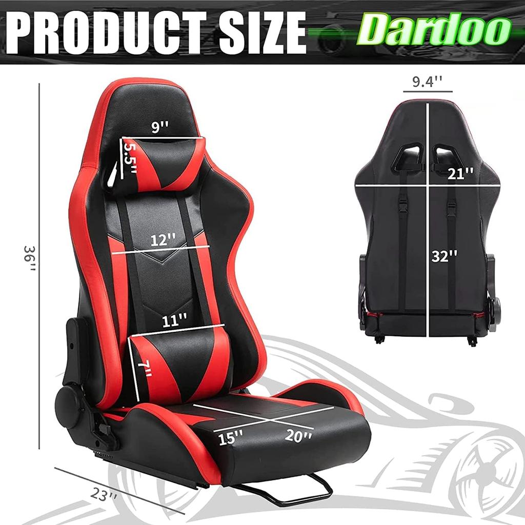Dardoo Racing Car Game Bucket Cockpit Racing Car Wheel Mount Chair Electronic Gaming Chair with Adjustable Double Slide Adaptive Game Simulator Red