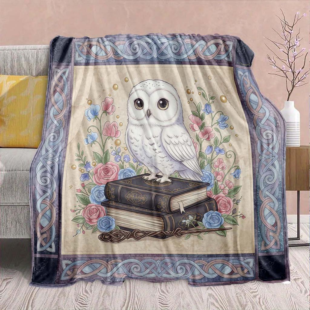 Magic Owl Flannel Blanket - Soft Warm Perfect for Sofa, Bedding Camping Travel Office Home Decor