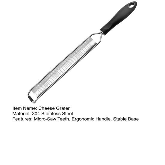 Kitchen Grater 304 Stainless Steel One-Piece Molding Cheese Lemon Zester with Anti-Slip Handle Multi-Function Nutmeg Ginger Grater