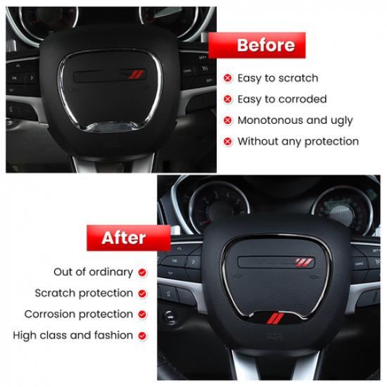 Car Steering Wheel Trim Cover Ring Decor Black For Dodge Challenger/Charger 15+