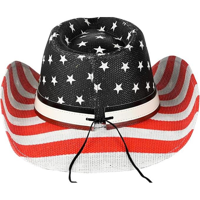 American Flag Western Cowboy Style Jazz Hat Retro Fashion Western Cowboy Hat Outdoor Travel Hat Casual