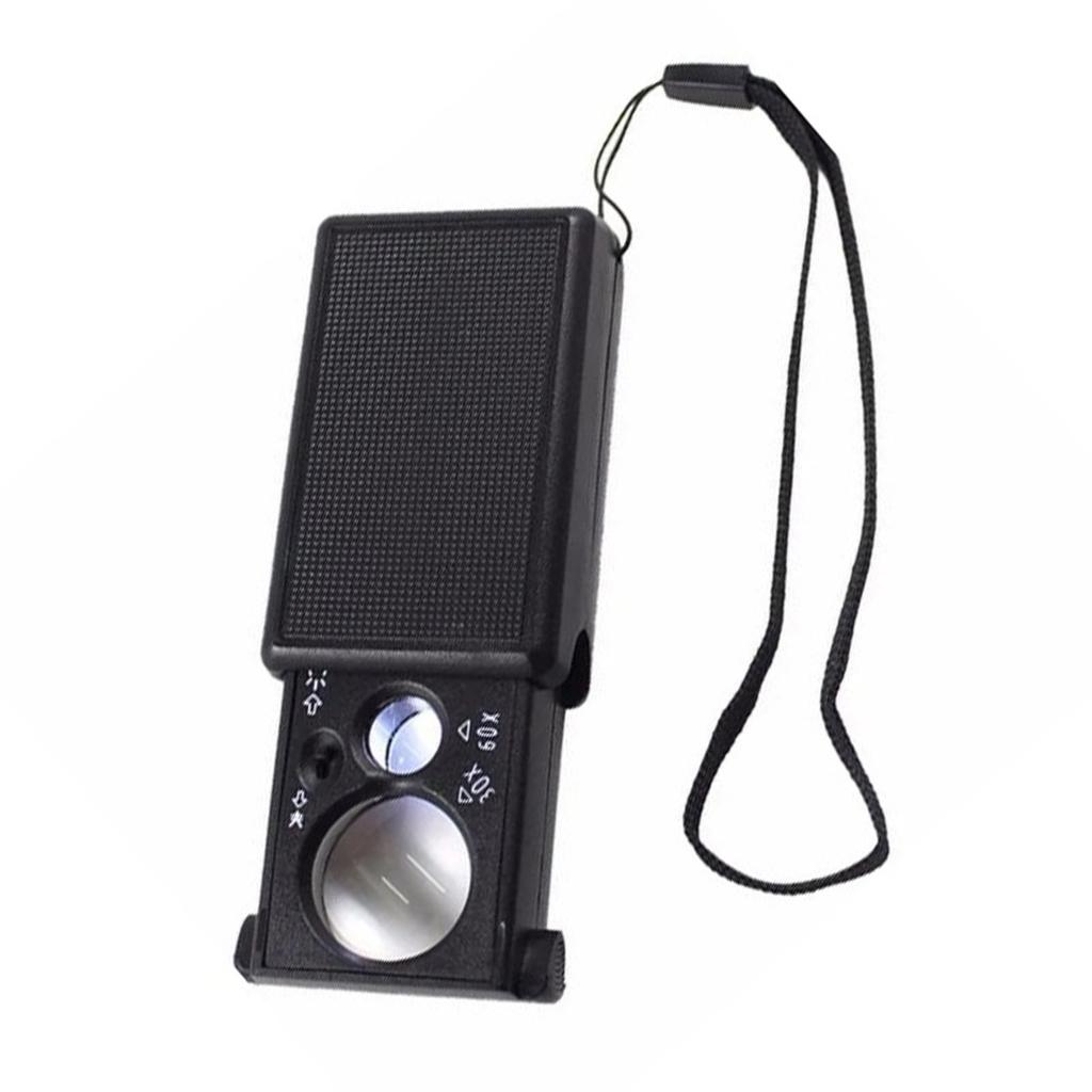 Juveler Luppforstørrelsesglass med LED-lys UV Akryllinse Bærbar 30X 60X Pull Type Smykke Øyeløkke