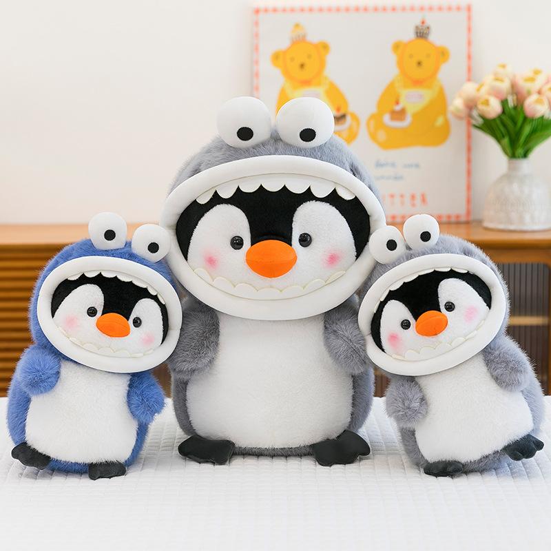 Transformation Shark Penguin Plush Toy Children's Sleeping Pillow Home Pillow Car Ornament Aquarium Gifts