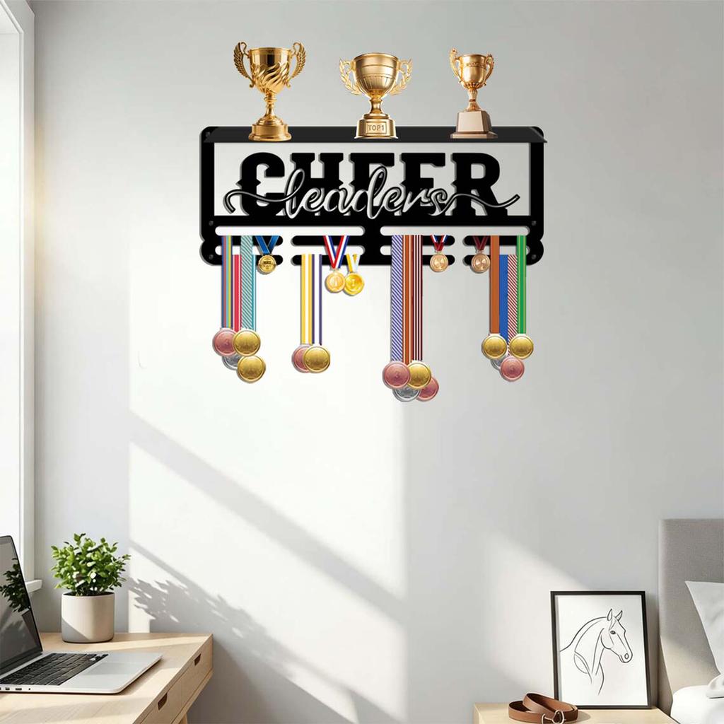 Wrought Wall Mounted Rack with Hooks - Award Display and for Medals, Ribbons, Keys - JH26157