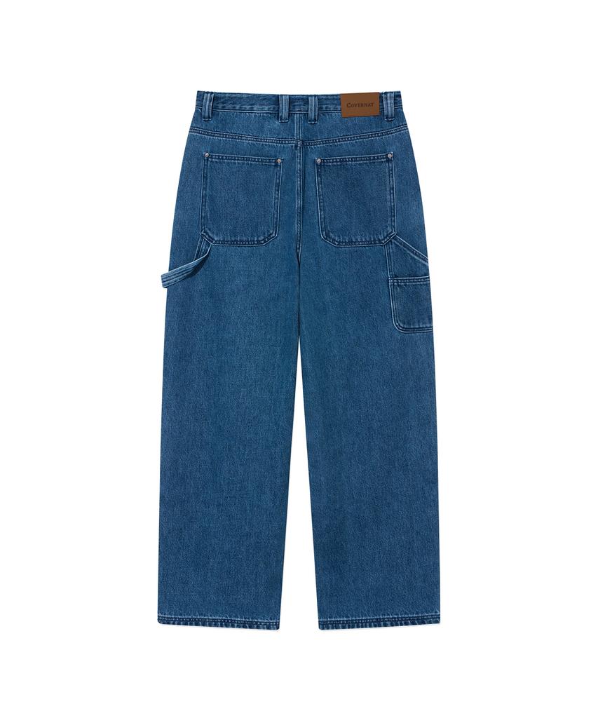 COVERNAT Wide Carpenter Double Knee Denim Pants Blue