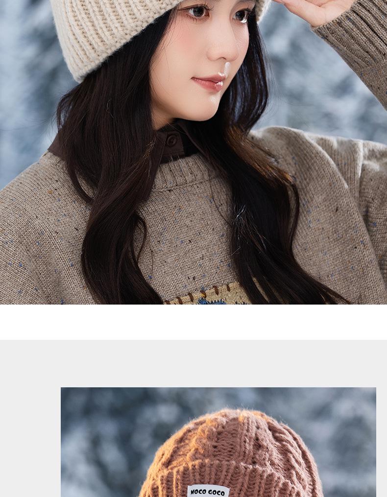 Korean-Style Versatile Loose Knit Beanie for Women - Windproof, Warm Ear Protection, Large Head Circumference, Slim-Face Design for Autumn and Winter.