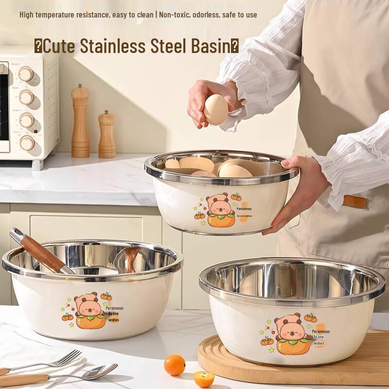 ZISIZ 3-Piece 316 Stainless Steel Mixing Bowl Set